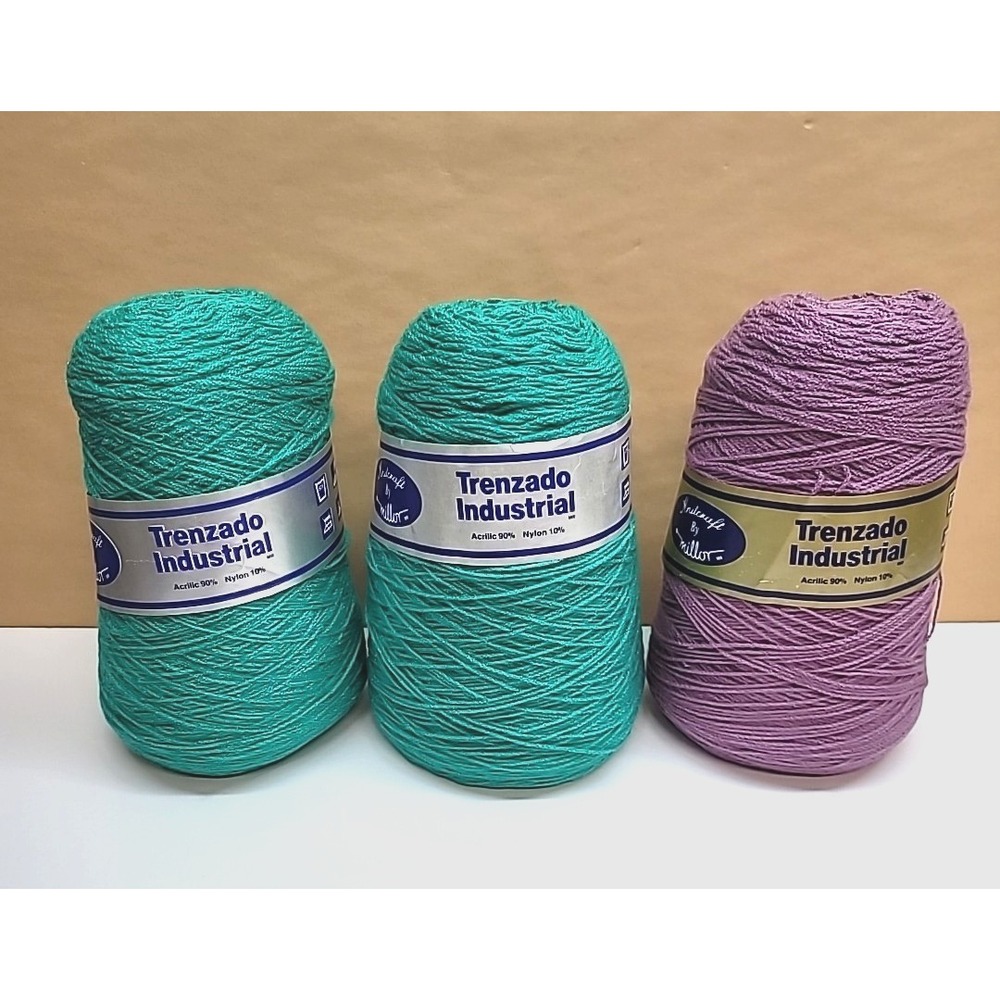 3 Trenzado Industrial Yarn Cones Color 1425/1452=N 90%Acrylic 10%Nylon 9 oz ea